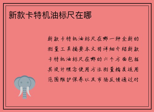 新款卡特机油标尺在哪